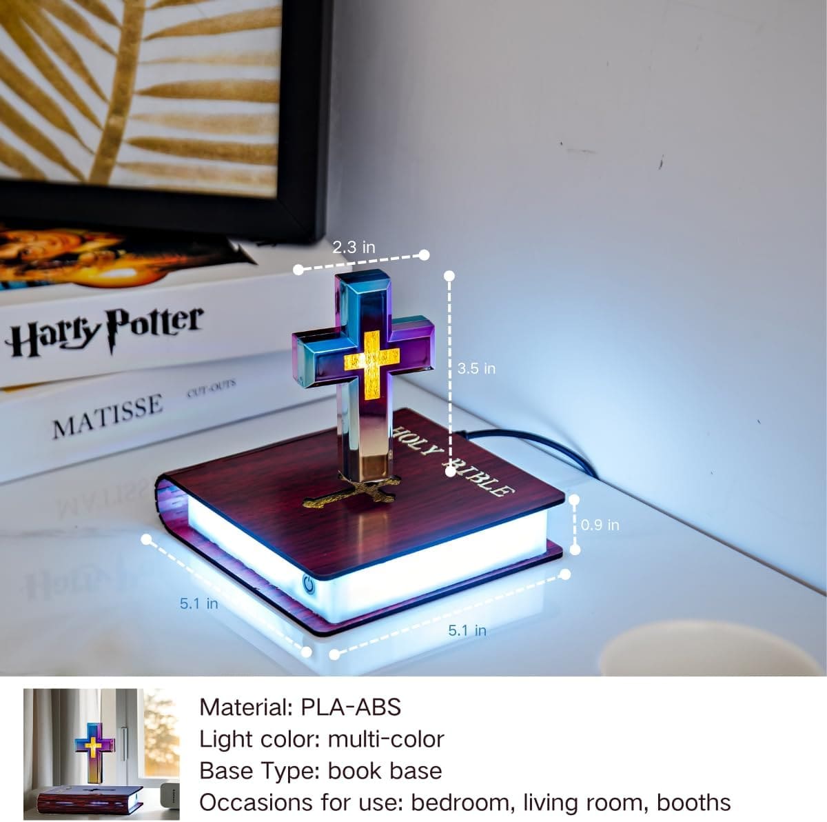 RGB LED照明で浮かぶ磁気式キリスト教十字架 - ナイトランプ 10種類の 