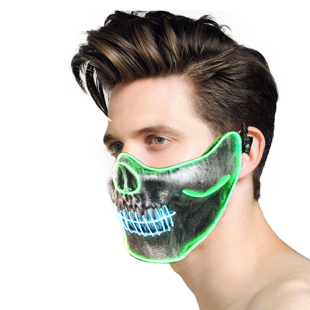 Masque de fête LED - crâne vert | Cool Mania