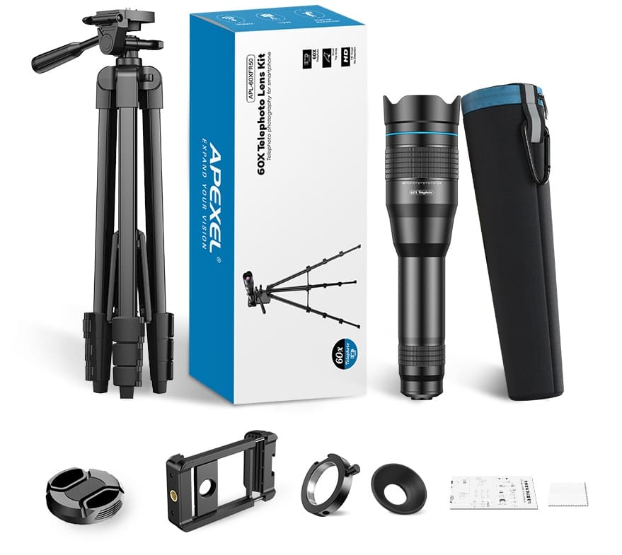 Telephoto lens for mobile phone 60x zoom with holder and
