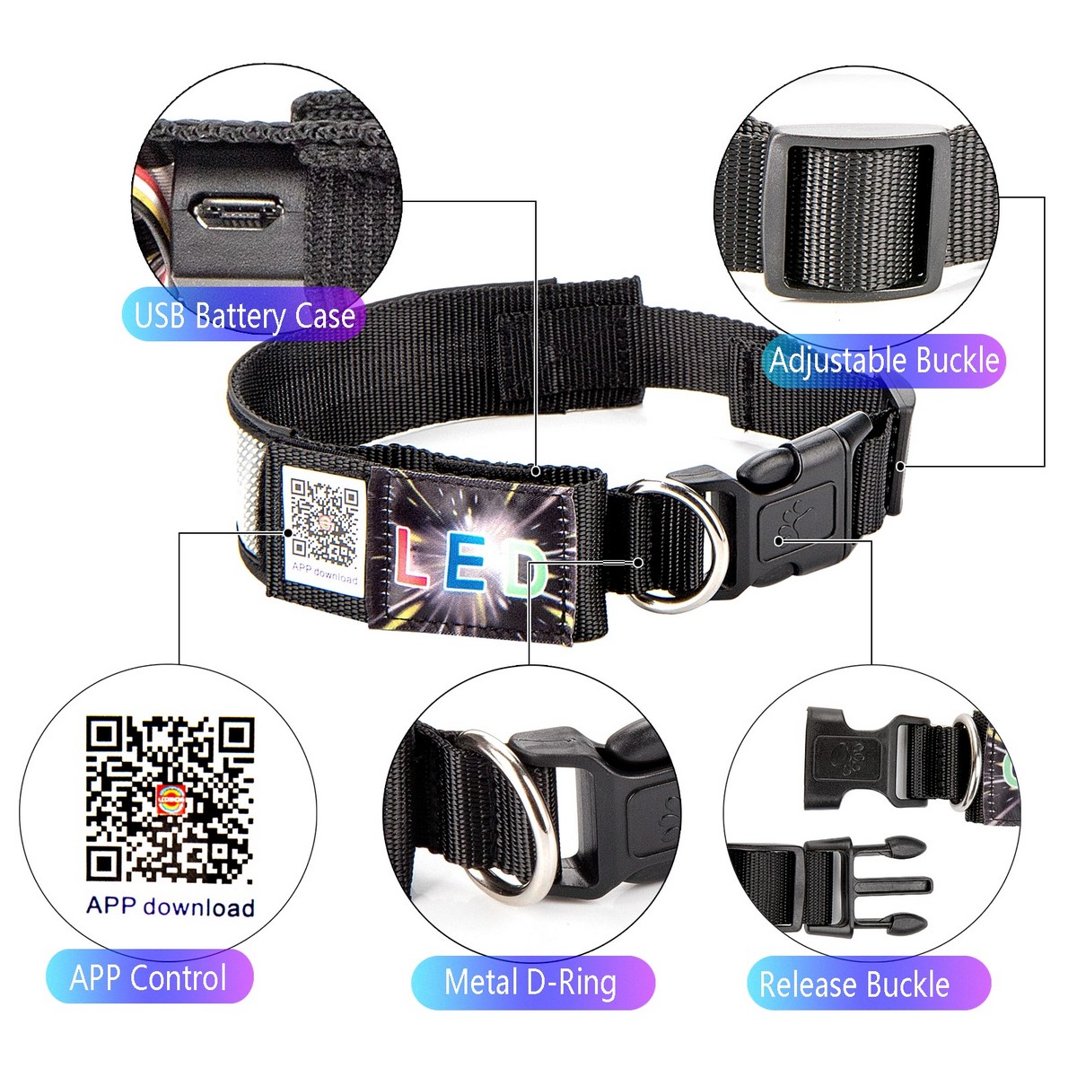 Collier de Chien Clignotant Avec Pile