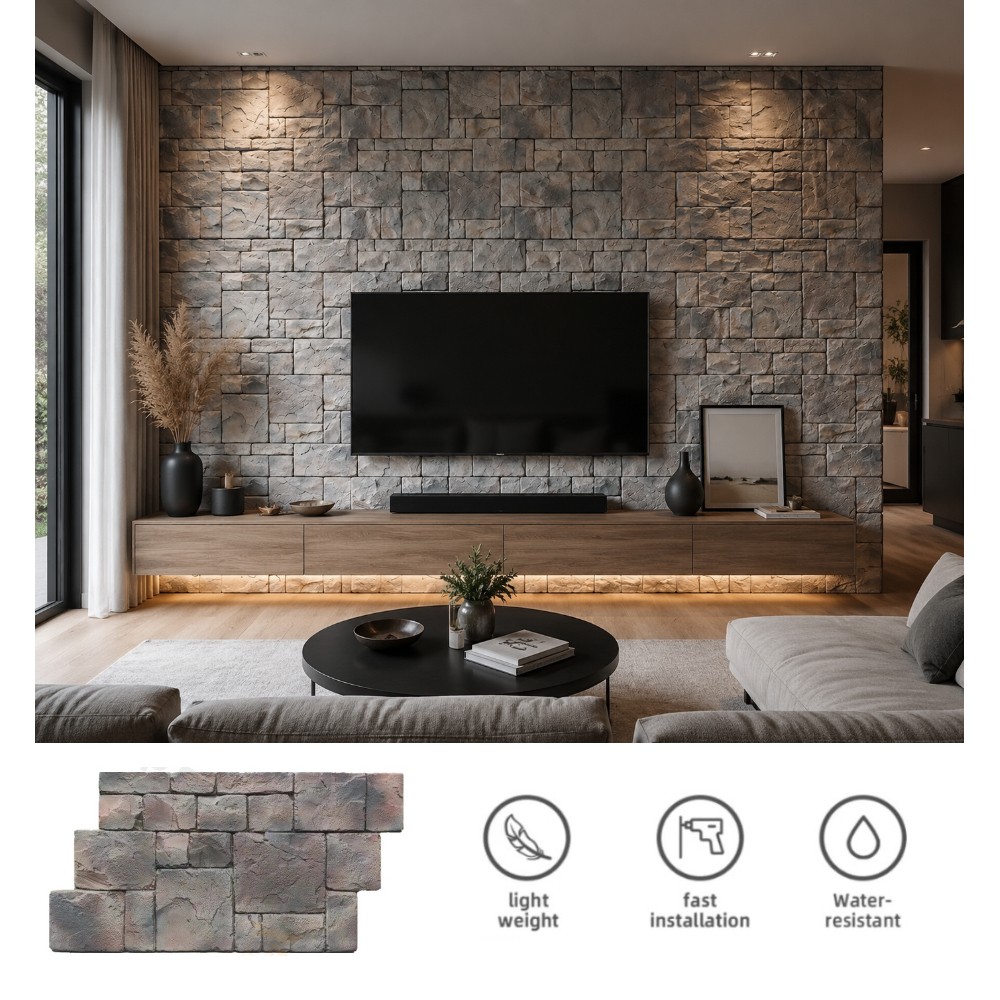 PU Stone Wall Panels - 3D Interior Wall Cladding - ZOVA | Cool Mania
