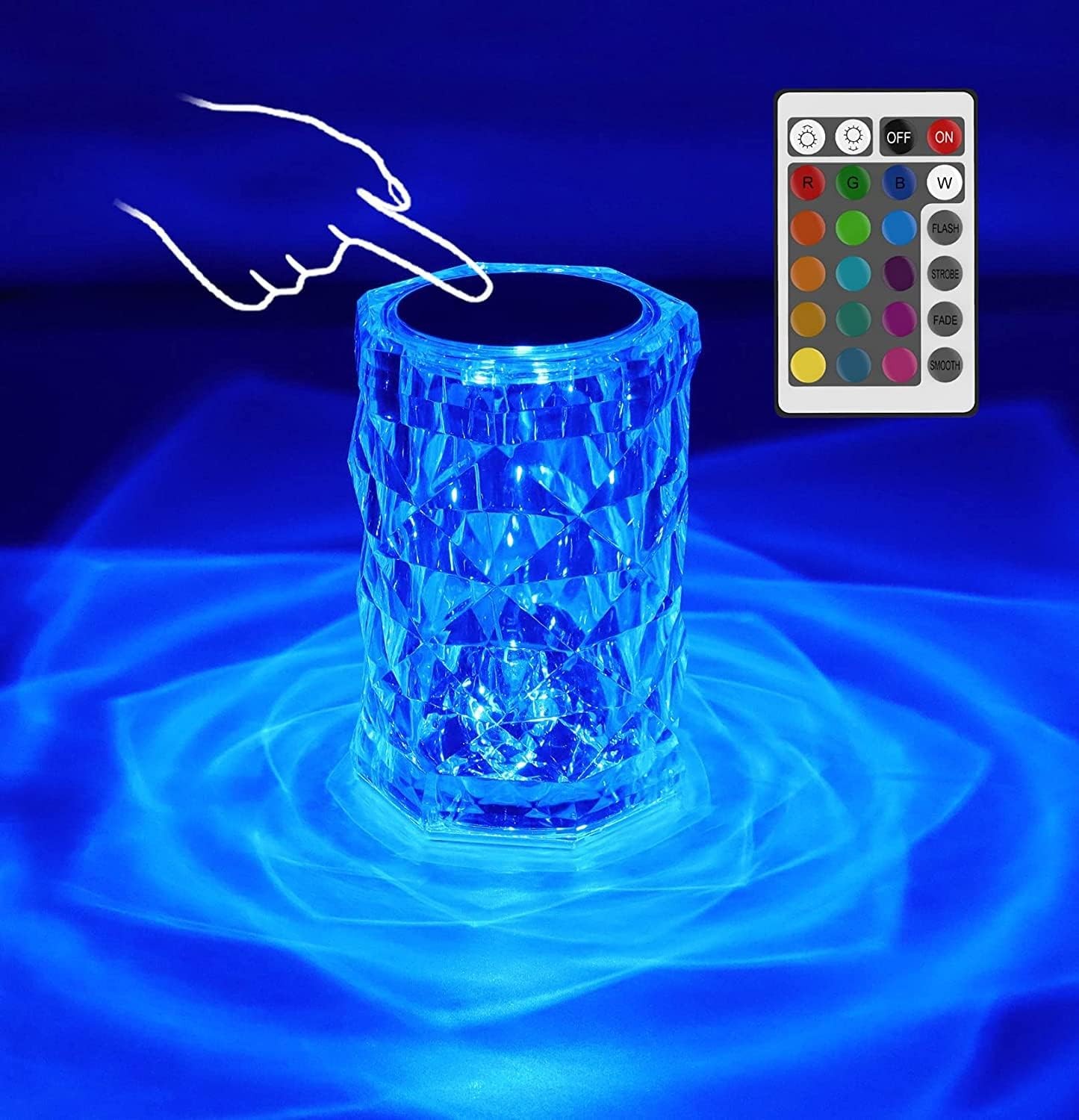 Led Tischlampe - Kristall Touch Lampe in Form einer Tasse (Vase) + Fernbedienung - 16 Farben (12,5cm)