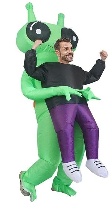 Inflatable alien costume - Green (suit) Alien mascot with fan | Cool Mania Inflatable alien costume - Green (suit) Alien mascot with fan | Cool Mania