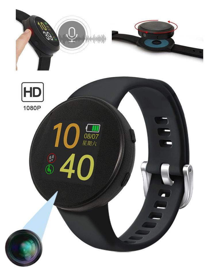Spy digital wristwatch camera with FULL HD + audio recorder + memory ...