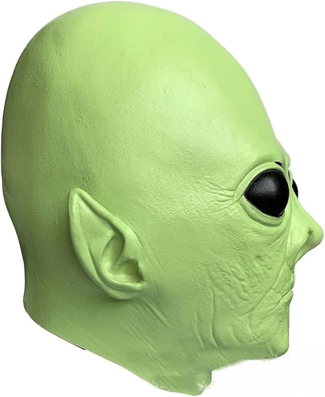 エイリアン - 緑色の顔（頭）マスク - ハロウィーンやカーニバル用の