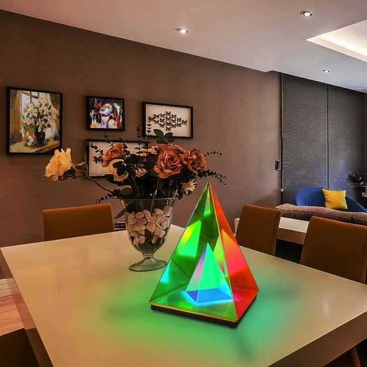 Lighted pyramid - 3D led pyramid light as table lamp acrylic