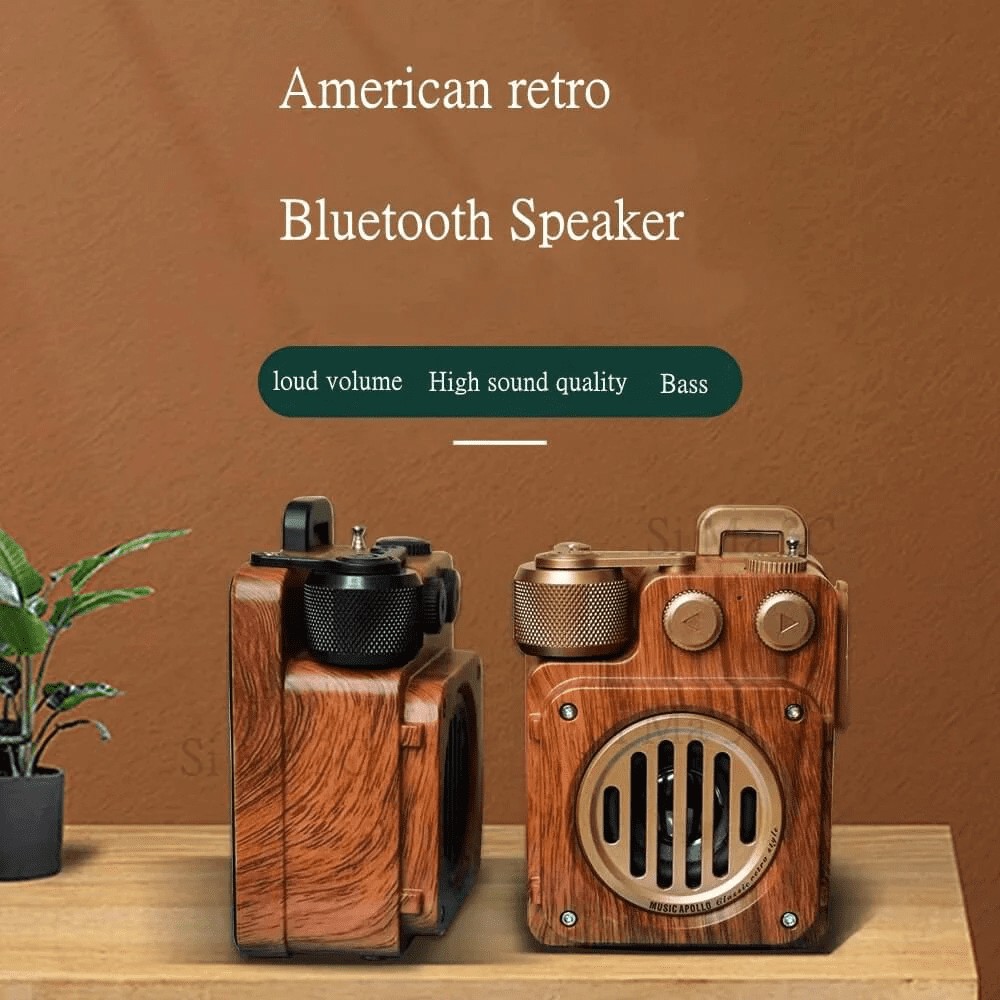古いビンテージラジオ受信機 - レトロな木製、Bluetooth + FM/AMラジオ