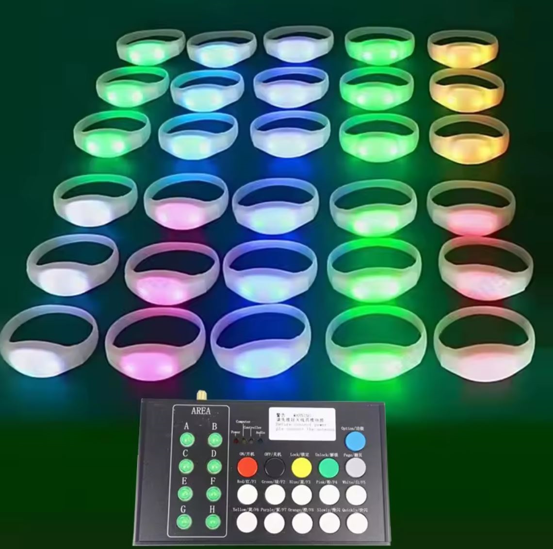 Led Set Ravinder Arora Profesionální SET - Dálkově ovládané LED náramky svítící + DMX ovladač ...