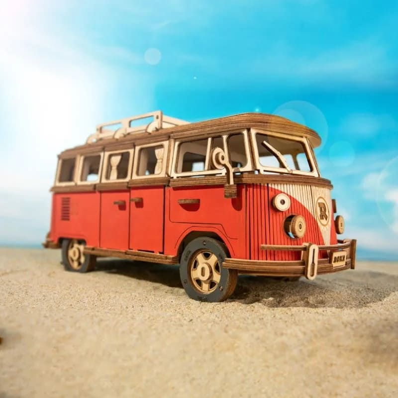 Wooden folding model - 3D wooden puzzle Retro car - Volkswagen VW