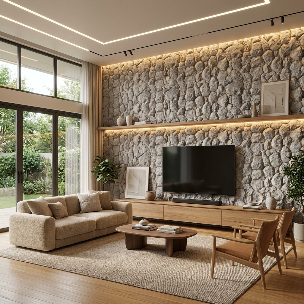 3D Wall Panel With Fake Stone - Interior Decoration - VUNO | Cool
