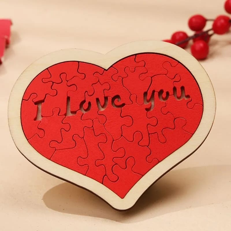 Heart puzzle - wooden 3D Valentines puzzle I LOVE YOU - 24 pieces