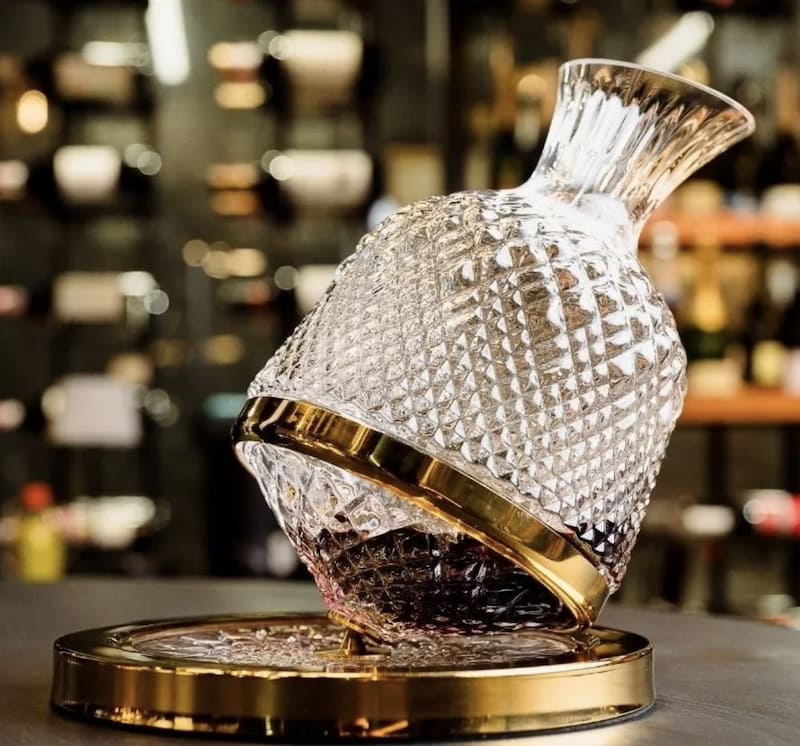 クリスタルワインカラフェ - 赤ワイン用高級回転式ワインデカンタ