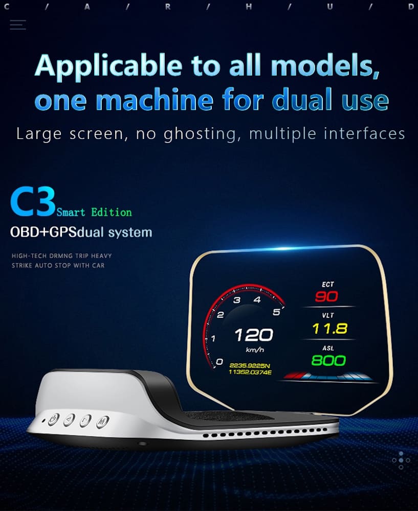 Bil Computer Heads up display - Bil OBD hud viser ombord computer holografisk - OBD2 ...