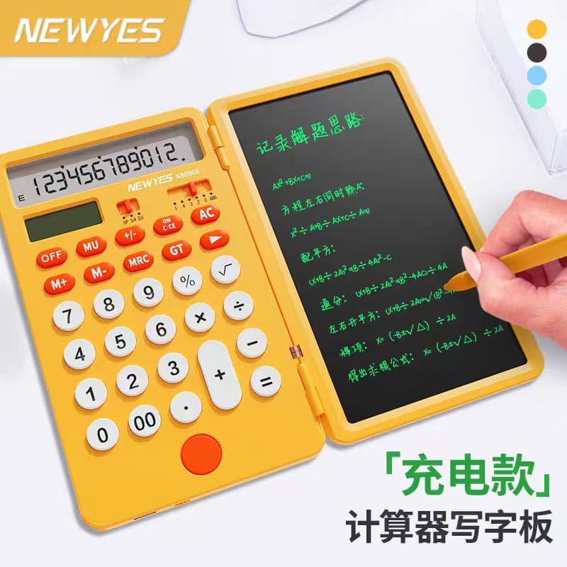 メモ帳付きソーラー電卓 6.5 インチ LCD 科学計算機能 + 書き込みペン