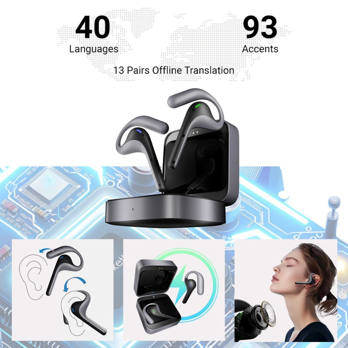 ヘッドホン・イヤホン AI翻訳機 - (会話/電話/ビデオ講義) Timekettle
