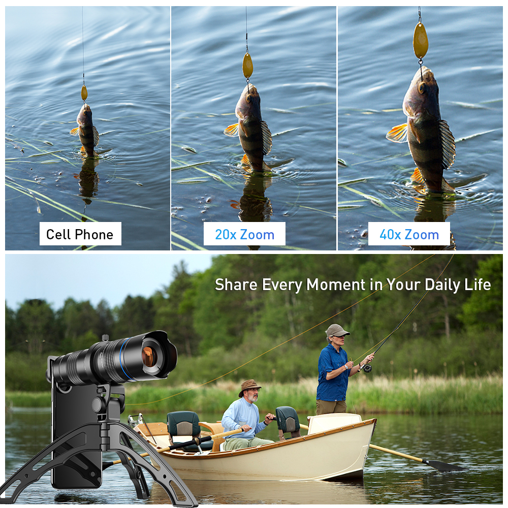 Andoer Téléobjectif Zoom 40x Pour Smartphone Avec Trépied - Télescope Portable Pour Observation Lune, Animaux, Randonnée Et Sports