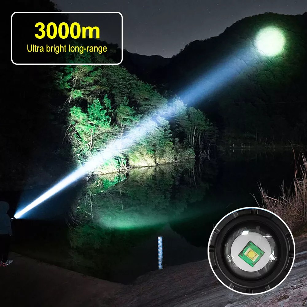 Lanterna LED cu rază lungă de acțiune cea mai luminoasă + ZOOM