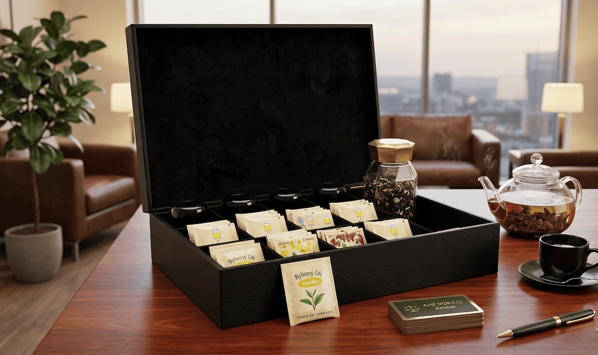 Leather tea and coffee box with compartments 35 x 21 x 10 cm - Tea