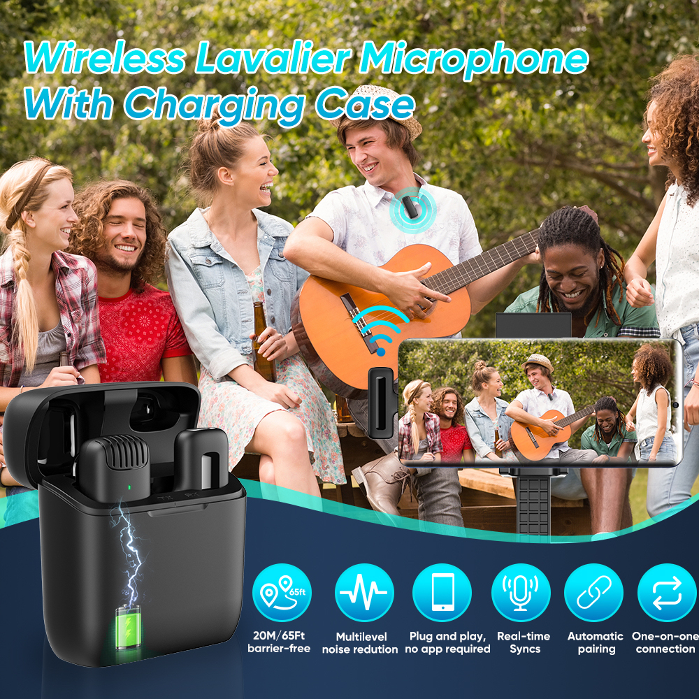 Wireless microphone (mic) for mobile phone with transmitter - USB-C ...
