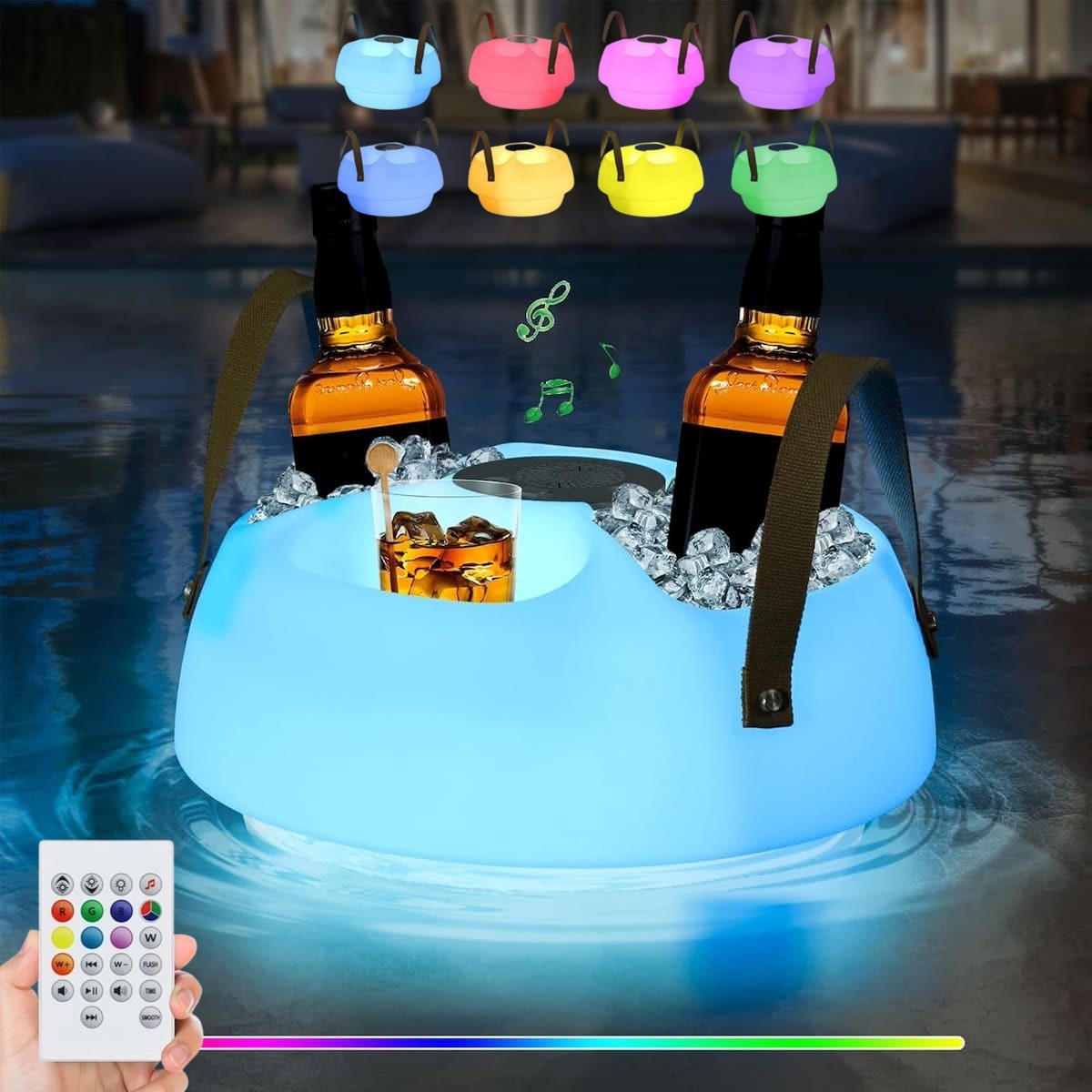 フローティングドリンクホルダー - カップホルダー付きカラーLEDライト