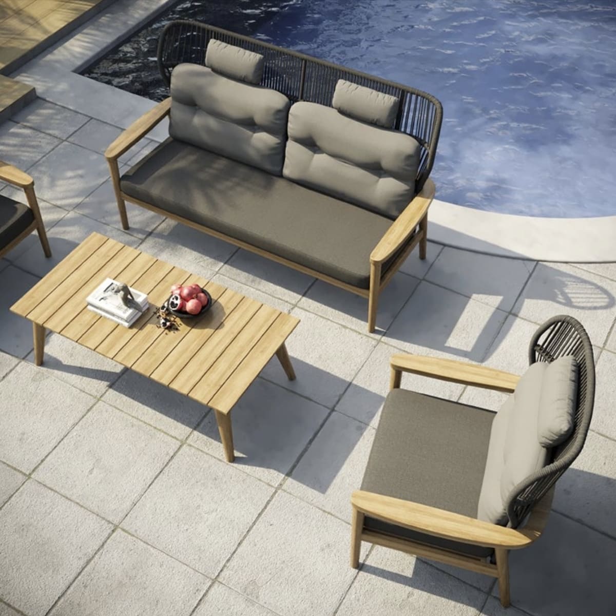 ガーデンチェア - テラス用4人用エレガントな屋外用家具セット - Dada