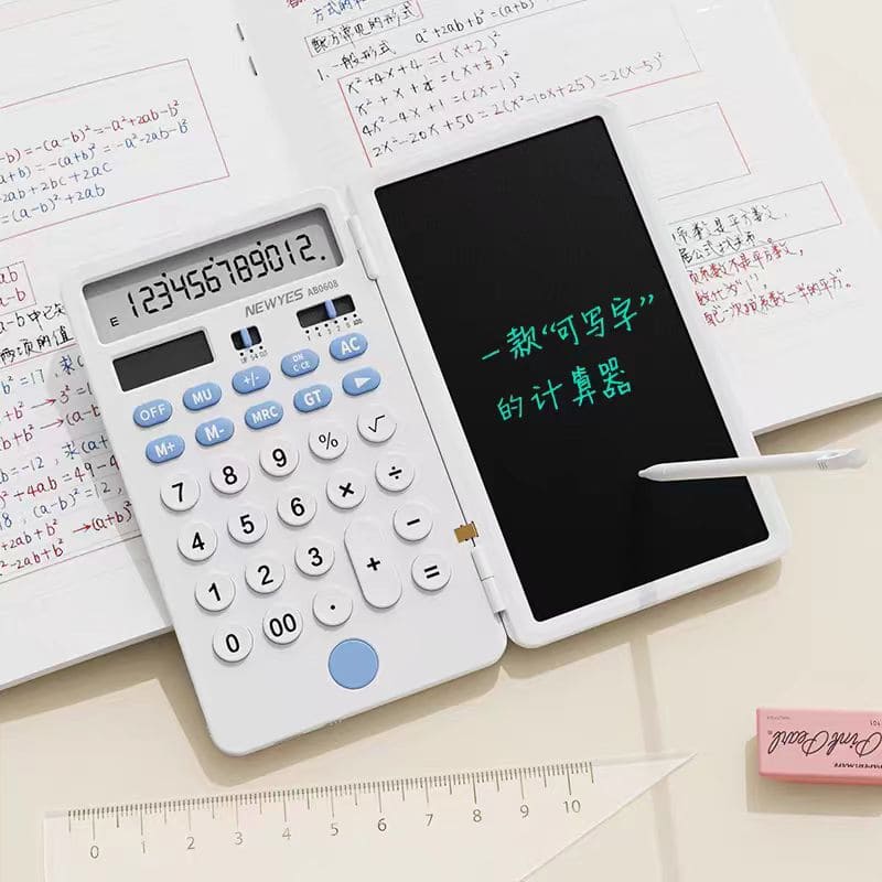 メモ帳(書き込みあり) メモ帳付きソーラー電卓 6.5 インチ LCD 科学計算機能 + 書き込みペン