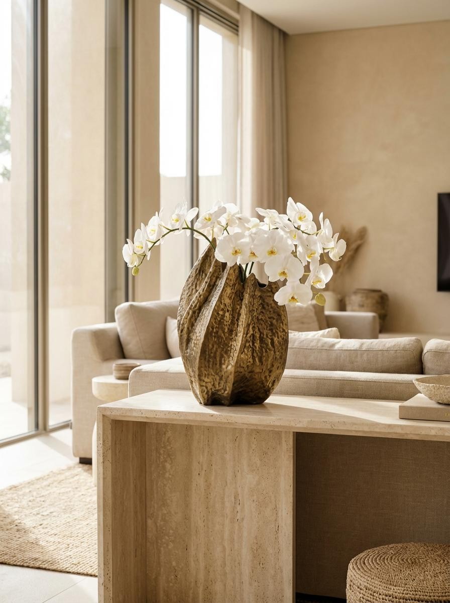 Exklusive Interieur-Vase aus Kaolin, Bronze, 42,5 cm - Mina