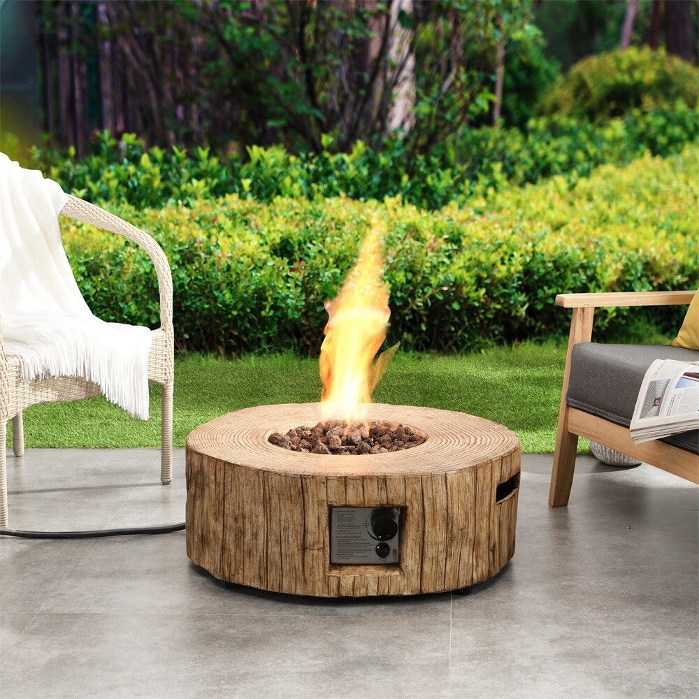Propane Gas Fire Pit – Luxury Wood-Look Garden Fireplace GAIA