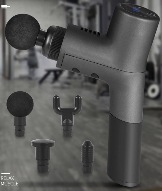 Massage gun 3200 RPM with LCD display in the case - 5 speed levels + 4  massage heads | Cool Mania