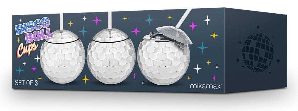 Disco ball glasses - set of 3 cocktail glass mirror ball (600ml