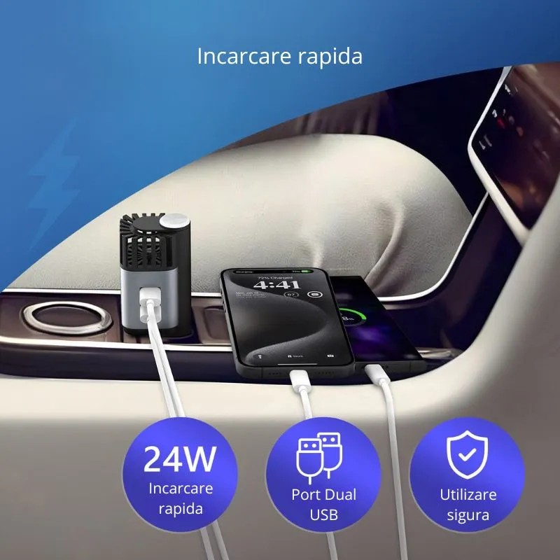 Purificateur d'air + ioniseur + chargeur 24W 2x USB 3en1 - pour  allume-cigare de voiture | Cool Mania