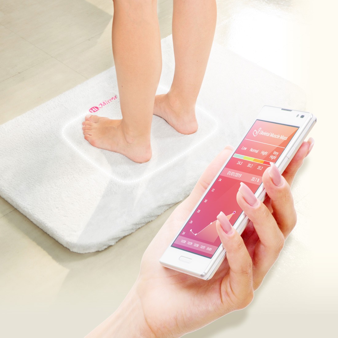 Báscula de cuerpo inteligente con Bluetooth (iOS / Android) - Hi Mirror ...