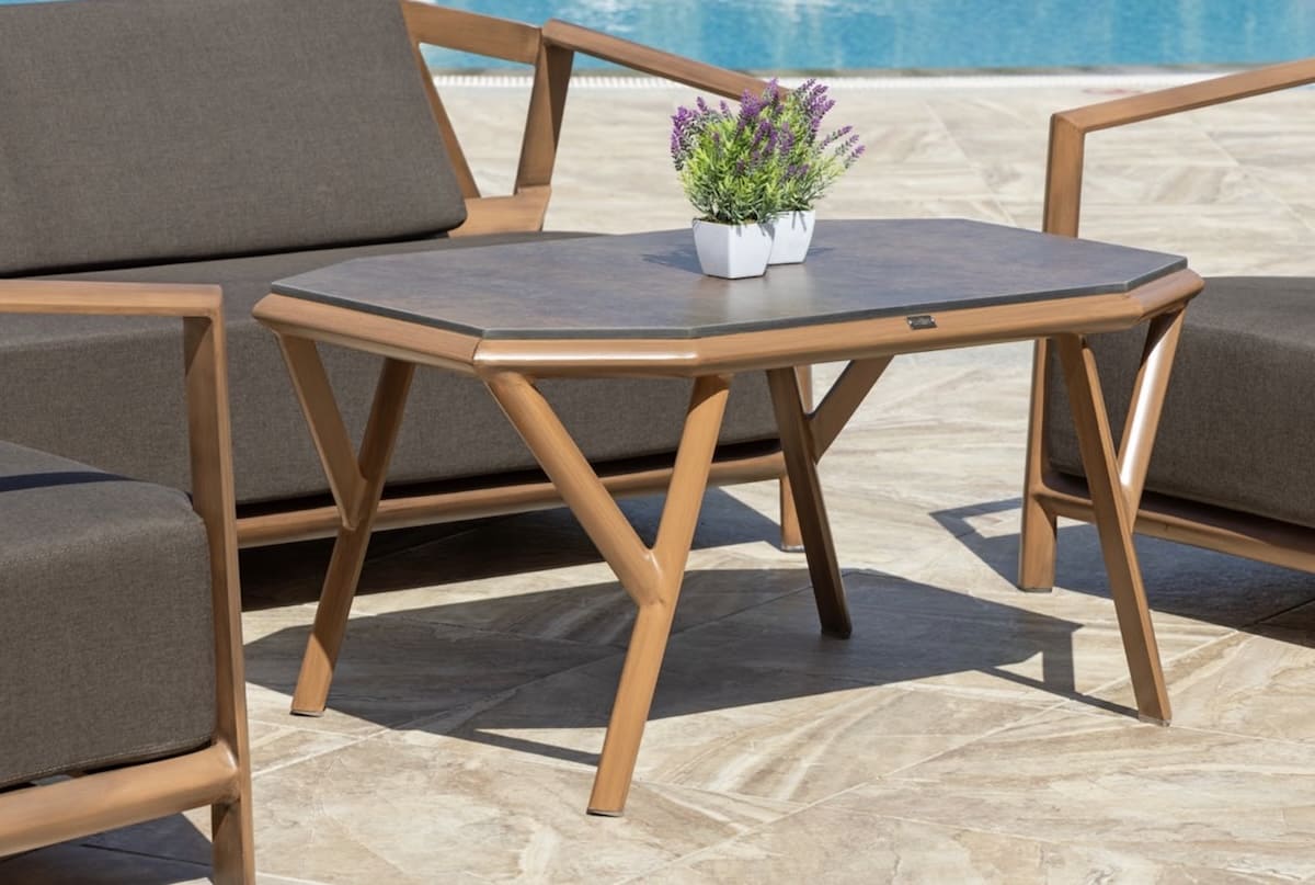 Set mobilier de terasă din lemn pentru grădină, 2 fotolii + 1