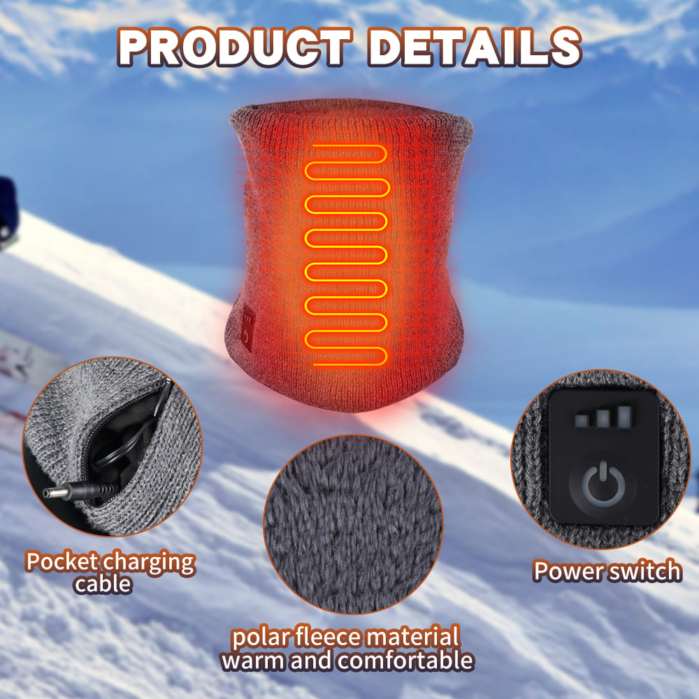 Neck warmer - Electric heated thermo neck gaiter for men + women