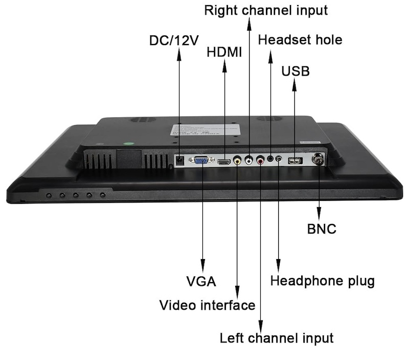 HDMI/VGA/AV/USB/BNC入力+スピーカー付きBNCコネクタ付き19インチ