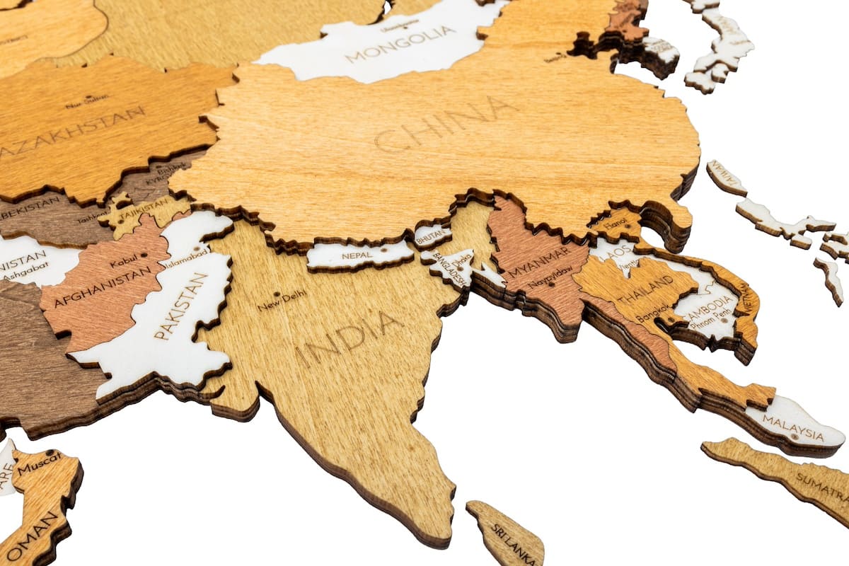 壁に貼る世界地図 4D 木製 - 木製旅行地図 装飾 マルチカラー