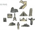 Παγκόσμια μνημεία 15τμχ - καρφίτσες σε ξύλινους χάρτες