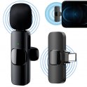 מיקרופון נייד אלחוטי - מיקרופון סמארטפון עם משדר USBC + קליפ + הקלטה של 360°