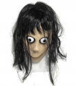 Strašidelná panenka (dívka) Momo maska ​​na obličej - pro děti i dospělé na Halloween či karneval