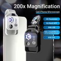 Microscópio de celular (smartphone) com filtro CPL e ampliação de 200x + iluminação LED