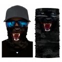 Face shield head scarf for protection - animal pattern BLACK PANTHER