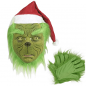 Grinch (grønn alv) ansiktsmaske med hansker - for barn og voksne til Halloween eller karneval
