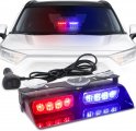 Lampu strob kereta kecemasan merah dan biru berkelip - 16 LED (32W) - 18cm x 2 pcs pelbagai warna