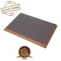 Schreibtischlöscher - Luxusdesign (Holz + graues Leder) 100% handgefertigt