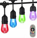 Lanț de lumină LED color RGBW - 15x bec + cablu 14m, + protecție IP65 + telecomandă