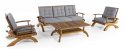Дървена градинска мебел - луксозна дървена мека мебел за 5 човека + холна маса