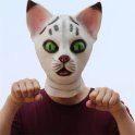 Máscara de gato blanco - máscara facial (cabeza) de silicona para niños y adultos