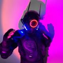 Vakarėlio LED šalmas – Rave Cyberpunk 5000 su 24 įvairiaspalviais šviesos diodais