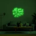 LED svetleč napis 3D ALL YOUR NEED IS LOVE 50 cm