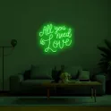 LED lysende inskription 3D ALT DU BEHØVER ER KÆRLIGHED 50 cm